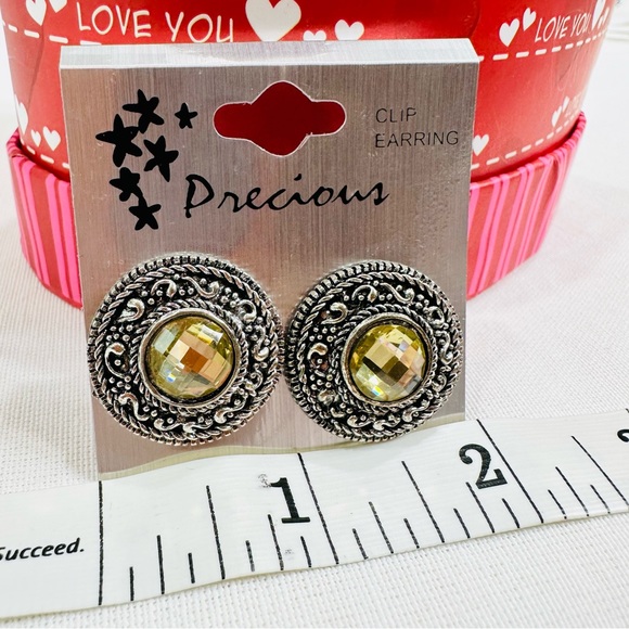 BOHO Accessories - 🛍️🛍️ CLIP EARRINGS NWOT GLAM 💛 SILVER TONE WITH JEWEL